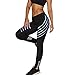 Produktbild Elecenty Damen Yoga Streifen Leggings Hose, Hohe Taille Pants | Trainingshose Hosen | Reflektierend Leggings | Sport Fitness Workout Leggins | Elastische Dünne Hosen | Sporthose (S, Schwarz)