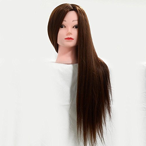 Neverland Professional 22" 30% Real Human Hair Hairdressing Equipment Styling Head Doll Mannequin Training Head Tools Braiding Cutting Student Practice Model with Clamp