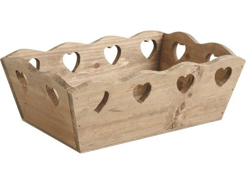 Elegancia del vintage de madera caja de almacenamiento Corazones Cesta