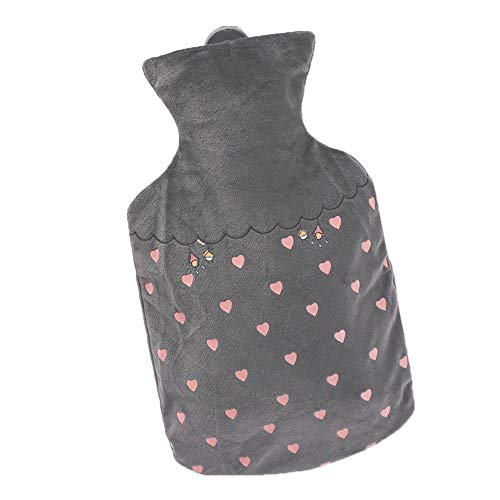 Preisvergleich Produktbild Fablcrew 1000ml Wärmflasche Warmer Wasserbeutel Wasserinjektion Explosionssichere Heißwasserflasche Handwärmer Cartoon Mini warme Handtasche Grau