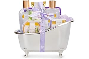 SPA LUXETIQUE Set de Baño para Mujer - 8pcs Set de Bienestar con Fragancia de Lavanda, Regalos de Cumpleaños y Navidad