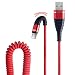 Produktbild Big-Mountain USB Kabel Typ-C-USB-Ladekabel mit Spiralwindung Federkabel Micro Fischschwanz-Feder-Kabel Data Fast Charging Für Android Phone (Rot)