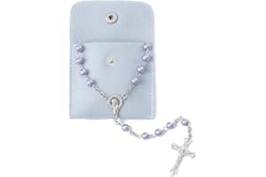 TELAIN Katholische Rosenkranz Perlen für Frauen - Firmung Geschenke für Mädchen, Einfache Farbe, Button-Beutel, Kunstperlen Rosenkranz, Geschenke für Frauen