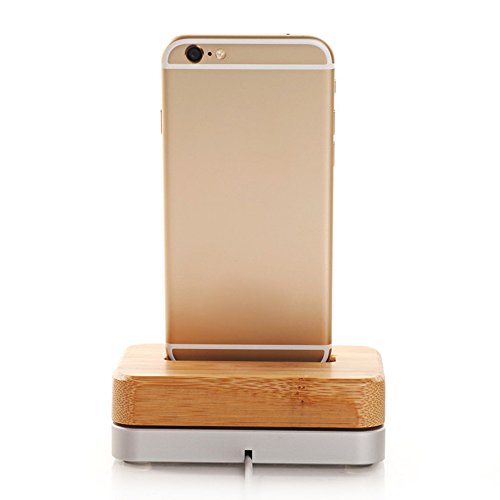 SAMDI Luxus Bambus Aluminium Handy Docking Ladestation Halterung für Apple iPhone 6 Plus 5S 5C 4S - 3