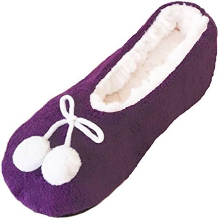 Ladies Girls Ultra Cosy Soft Warm Corel Fleece House Slippers With Pom Pom Trim TO FIT UK 4-7