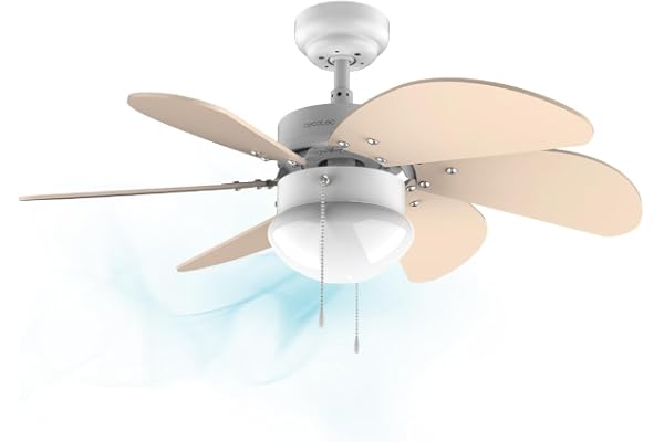 Cecotec Takfläkt EnergySilence 3600 Vision SunLight, 50 W, diameter 92 cm, lampa, 3 hastigheter, 6 vändbara blad, sommar-/vinterfunktion, dragbrytare, vit