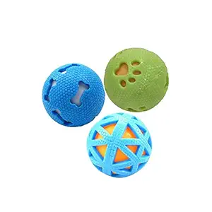 Dog Trust Combo of 3 Squeaky Interactive Ball Toy for Dog/Puppy-Small-Multicolored