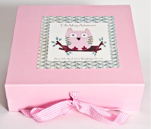Baby girl Gift,personalised baby keepsake box,baby girl box,owl/pink