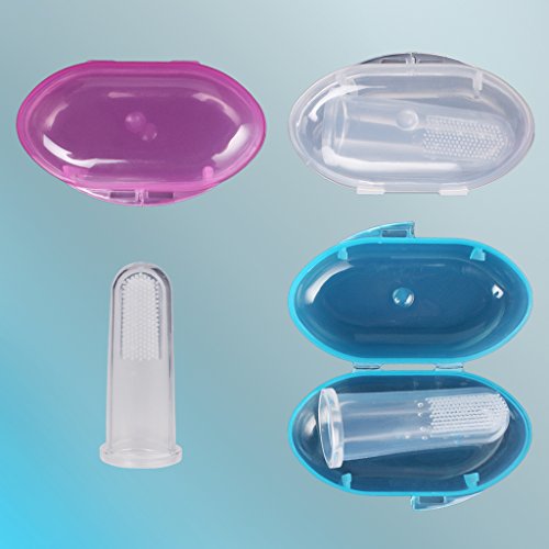 Edealing Weiches sicheres Baby Zahnbürste Kids Silikon-Finger-Zahnbürste-Gummi-Bürste Klar Massage 3er Pack - 7