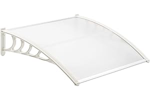 PRIMEMATIK.COM PrimeMatik - Pensilina 150x80 cm Trasparente. Tendone in policarbonato per Porte e finestre con Supporto Bianco