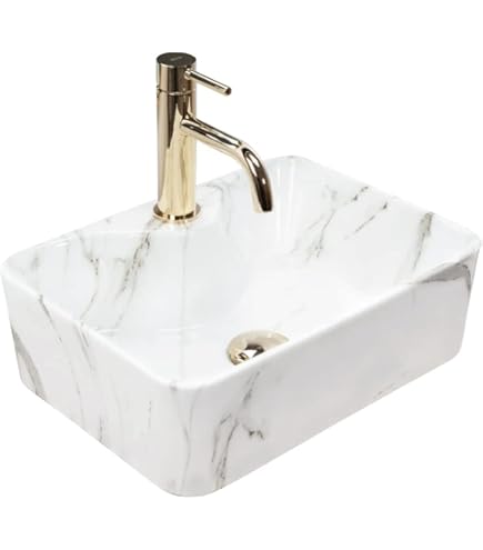 Comtesse Du Barry - Lavabo Vintage Français - Blanc Antique - Avec Assiette En Marbre Et Lavabo En Céramique (40 X 32 X 15 Cm) - Meuble Sous Vasque Spacieux - Tuyau D'évacuation Flexible - H 95 X