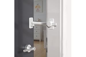 SAFELON Baby Safety Door Finger Pinch Guard, Door Lock & Door Stopper for Kids & Pets, Convenient Cats Entry, Adjustable Door Latch for Dogs No More Pet Gates (White) (1)