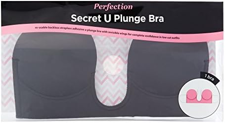 Perfection Beauty Black 'U Shape' Non-Wired Moulded Plunge Backless Stick-On Bra B