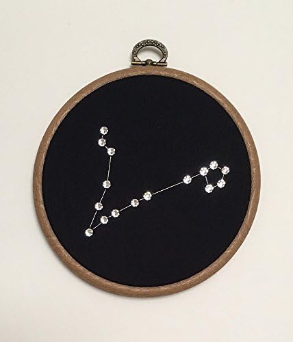 PISCES Constellation Wall Art - Handmade with Swarovski Crystals - Zodiac - Framed in Hoop