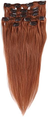 Grammy 15" Virgin Remy Clip in Human Hair Extensions 70g 7Pcs Real Hair for Highlight (#30 Light Auburn)