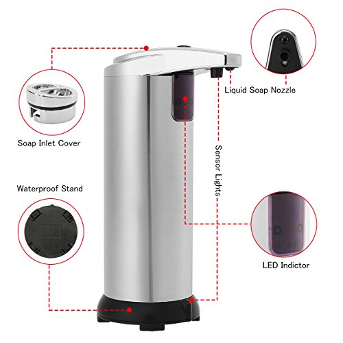 Automatische Seifenspender von TAPCET 280ml Seifenspender mit wasserdichtem Gehäuse, Chrome Rostfreien ABS - 2