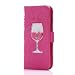 Produktbild Hülle für iPhone 8, für iPhone 7, CrazyLemon Bunt PU-Leder Ganzkörper Magnetischer Flip Brieftasche Telefonkasten Bling Funkeln Weinglas Treibsand Design mit Kartensteckplätze Schutzhülle für iPhone 7 8 4.7 inch - Rosenrot