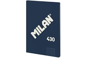 MILAN® Libreta encolada A4, cuadrícula de 5x5mm, 48 hojas A4, Papel de 95 gr/m², serie 1918, azul