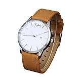 cookdate Armbanduhren männer Datum Funktion Armbanduhr Herren unauffällige minimalistische Connotation Leather Armbanduhr Uhren Herrenuhr Herrenarmbanduh Weiß
