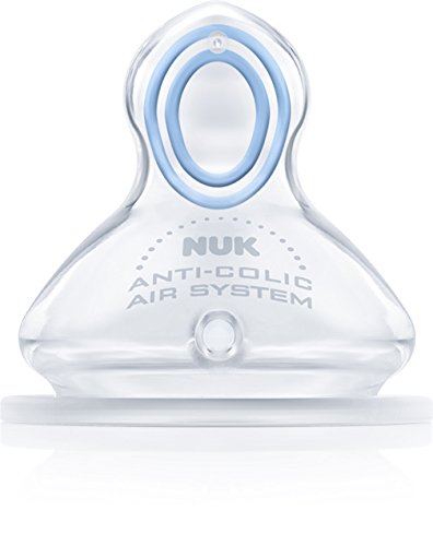 NUK First Choice+ Anti-Colic-Trinksauger Silikon, kiefergerechte NUK Form, Größe 2 (6-18 Monate) S für Tee, 2 Stück - 2