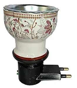 Udbhav Creations Llp Electric Ceramic Shock Proof Plug With Auto Cut Off ( Power Saver / Temperature Control ) Camphor Diffuser Incense Burner Holder Kapoor Dani Bakhur Oodh Liquid Fragrance Aroma Oil Puja (mix Colours)