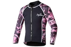 LayaTone Wetsuit Top Jacket Mens Womens Optional Neoprene/Lycra Sleeve 3mm Neoprene Front Zipper Wetsuits Tops for Surfing Diving Snorkeling Kayaking