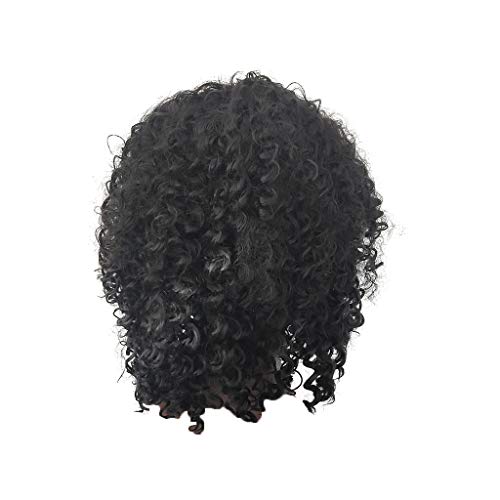 Preisvergleich Produktbild kashyk Damenperücke + Perückemütze, Schwarze Vollperücke mit schwarzen Rollen, Kurzwellenperücke, hitzebeständige synthetische Perücke, Cosplay, Alltag, Make-up