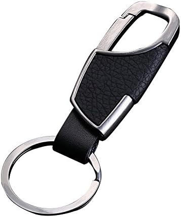 Creative Men Car Keychain Business Metal Key Ring Heavy Duty Gift for Dad Husband (Black)