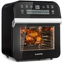 Klarstein AeroVital Cube Black Edition - Friteuse à air chaud, 1600W, 12L de volume, Minuterie, 13 programmes, 3 fonctions, Affichage digital, Boîtier résistant à la chaleur, noir