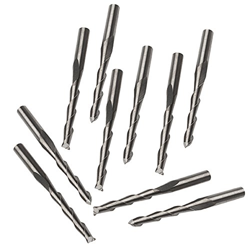 BQLZR 3.175×2.5x22mm Acryl ABS Hartmetall Zwei Flöte Spiral Bit 10pcs - 4