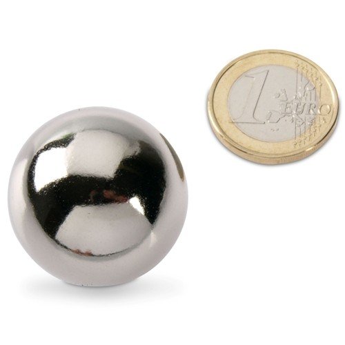 Magnetkugel / Kugelmagnet Ø 30,0 mm Nickel N40 -hält 12,9 kg