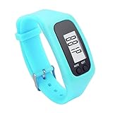 LEXPON Damen LCD Digitales Pedometer Schritt Spaziergang Distanz Kalorienzaehler Armbanduhr (Blau)