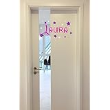 *NEU* Aufkleber - Sticker für Wände,Türen uvm ***WUNSCHNAME m. Pünktchen & Sterne & GRATIS Schmetterlingsset ***(Größen.- Ausrichtung und Farbauswahl)