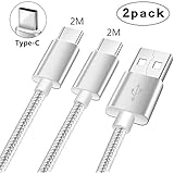 Usb C Kabel 2M-Schnellladekabel,Ladekabel Oneplus 6/3/3t/5t/5,Usb 3.0 Type/Typ C Schnellladekabel/Datenkabel für Nokia 7 plus/8/6 2018/6.1/8 Sirocco,Huawei nova/nova 2/nova 2 plus/nova 3/3i/3e/mediapad m5/matebook x pro-2 Pack-Silber