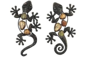 ROCKING GIFTS Adorno de Pared x2 Lagartos, Metal, 22 cm, decoración de Pared, jardín al Aire Libre, Figura de Lagartos, decoración de Metal, Colgante, para Patio o Valla, Terraza, Exterior