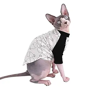 Sphynx Hairless Cat Cute Breathable Summer Cotton T-Shirts Milk Bottle Pattern Pet Clothes,Round Collar Vest Kitten Shirts Sleeveless, Cats & Small Dogs Apparel (XL (9-12.1 lbs), Milk)