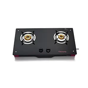 Butterfly Spectra+ 2 Burner Glass Top Stove, Black/Pink