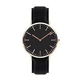 Herrenuhren,Mode-Uhr-Männer Freizeit-Uhr Mode Ultradünne Uhr Gürtel Wasserdichter Quarz Schwarz Rose Gold