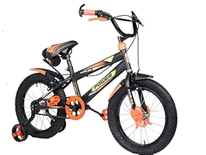 Norman Jr,BOSS Collection Designed in Scandinavia EU Kids Bike Bicycle for Toddlers and Kids 16 Inch Fully Adjustable with Back Seat & Support for Boys and Girls Cycle for 5 to 8 Years , Orange Colour