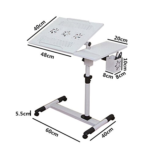 Ergonomisch Einstellbar Laptoptisch Tragbar Sofatisch Beistelltisch mit Lüfter (weiß) - 7