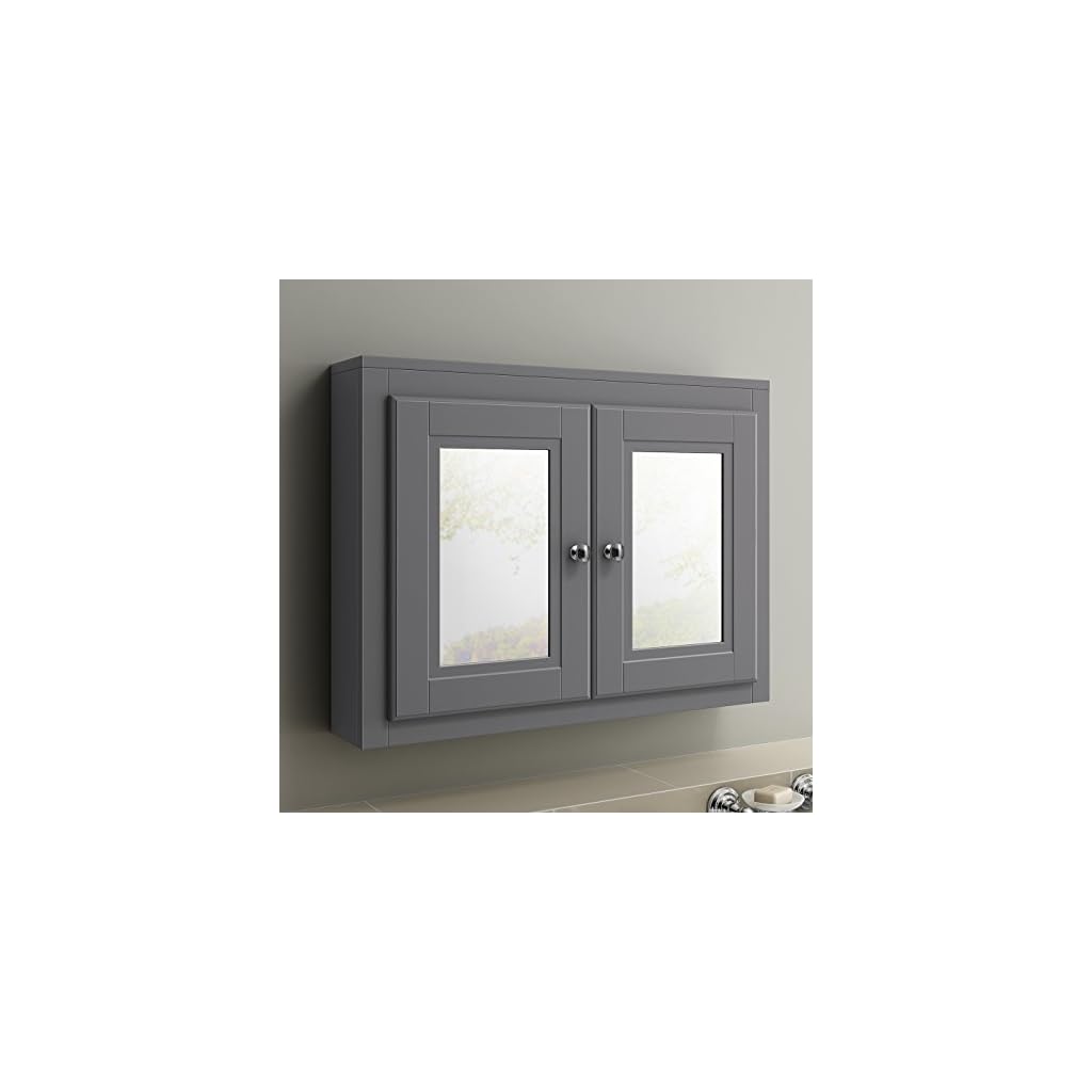 600 x 800 Traditional Grey Wall Hung Double Door Bathroom Mirror