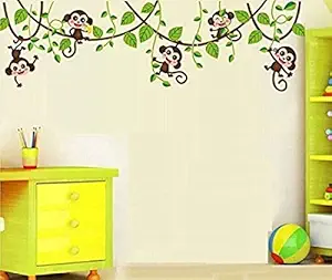 Jaamso Royals Monkey Wall Stickers for Kids Room Wall Sticker (PVC Vinyl, 70 cm X 50 cm)