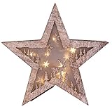 warmweiße LEDs Heitronic LED beleuchteter Holzstern warmweiße LEDs batteriebetrieben abhängbar