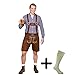 Produktbild Adult Mens Authentic Lederhosen Oktoberfest COSTUME + SOCKS Bavarian Fancy Dress One Size: (44" Chest; 36-41" Waist) STANDARD