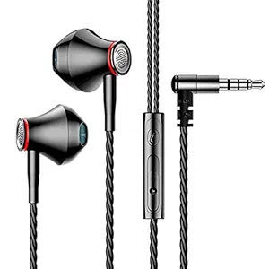 Wired Earbuds with Microphone Extra Bass Dynamic Drivers in-Ear Headphones with Mic, Hi-Res Headphones Noise Isolating, Lightweight Earphones with Volume Control 3.5 MM (2107EPO-Black)