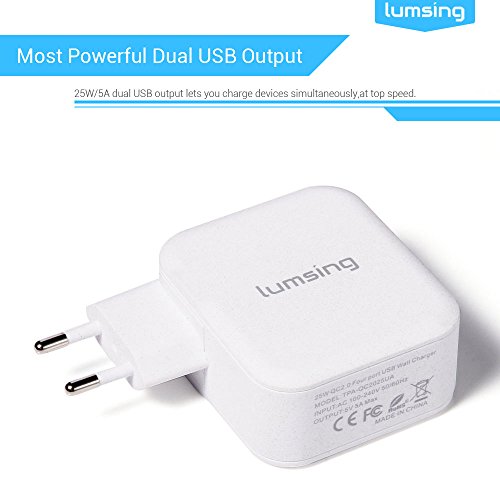 Lumsing Schnellladegerät 4-Port USB Wandladegerät, Wall Charger mit 3 Smart Ports und 1 Quick-Charging Port für iPhone, Samsung, HTC, Nokia iPad, iPod, Nexus usw. – Weiß - 4