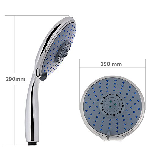 DSIKER®Luxus massage Duschkopf,Air 5 Jet Brausekopf 150 mm Größe,pulsierende angenehm kräftige duschstrahl,Wellnessbrause,Brausekopf,Regendusche Regenbrause Duschbrause Regenwalddusche SPA Wellness Regen Brause Shower,5 Strahlarten Chrom - 7