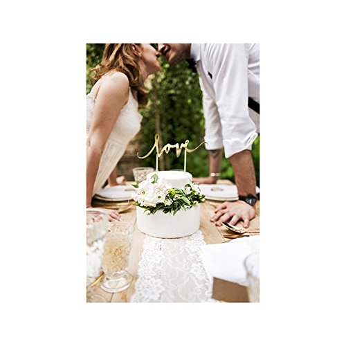 Kuchenaufsatz / Cake Topper / Kuchenstecker „Love“ in gold zur Dekoration Ihres Hochzeitsgebäckes, Kuchen & Torten - 2