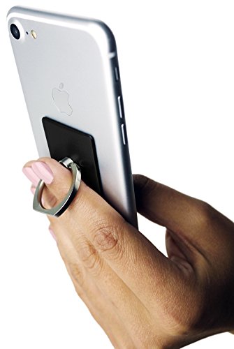 MyGadget Fingerhalterung für Smartphone – Aluminium Fingerring für Einhandbedienung Fingerhalter Halterung für u.a. iPhone , Samsung Galaxy (Schwarz) - 2