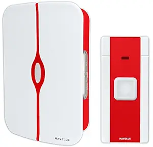 Havells Tango Plastic Wireless Digital Doorbell (White and Red)